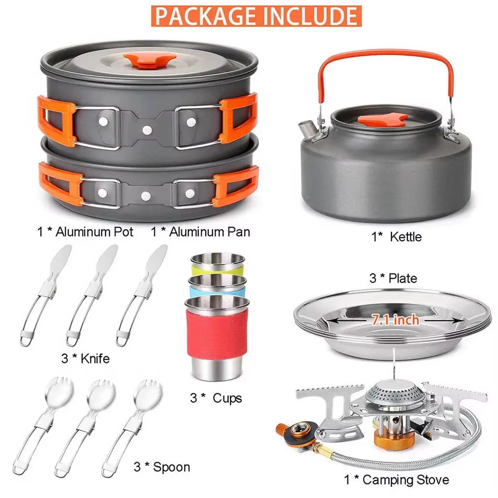Elevate Your Outdoor Cooking Experience with the Ultimate Camping Cookware Set - Complete BBQ and Tableware for 2-3 Adventurers