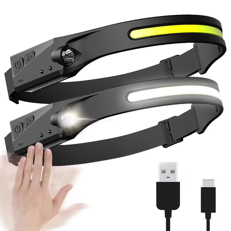 Powerful COB LED Induction Headlamp - USB Rechargeable Flashlight with 5 Versatile Lighting Modes for All Your Adventures