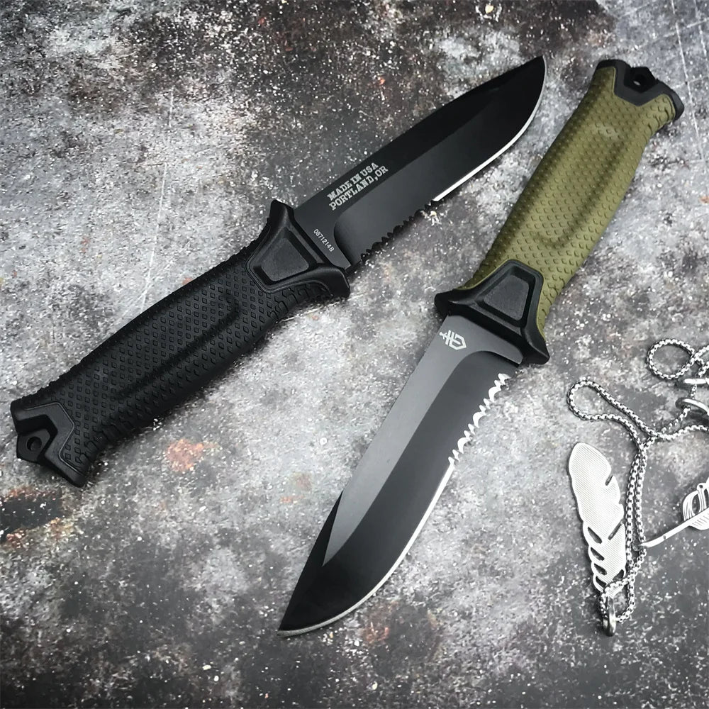 GB 1500 Tactical Combat Knife - Durable 12C27 Blade with FRN Fiberglass Handle for Hunting and Survival