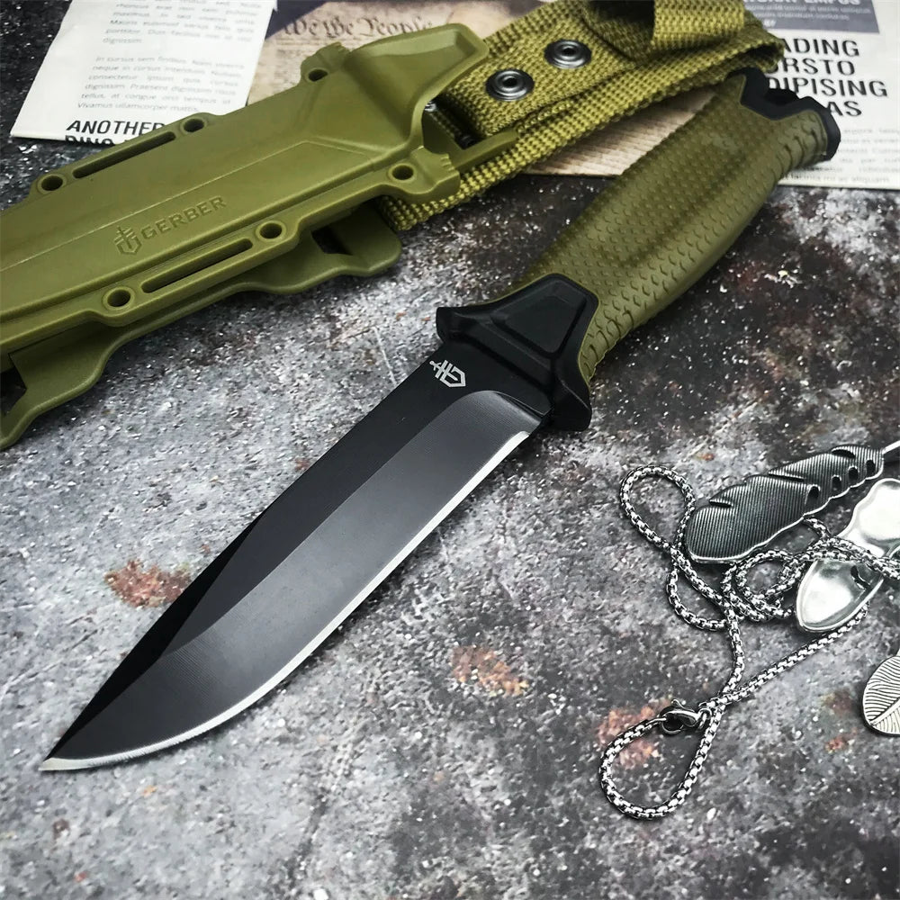 GB 1500 Tactical Combat Knife - Durable 12C27 Blade with FRN Fiberglass Handle for Hunting and Survival