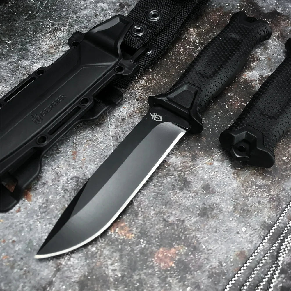 GB 1500 Tactical Combat Knife - Durable 12C27 Blade with FRN Fiberglass Handle for Hunting and Survival