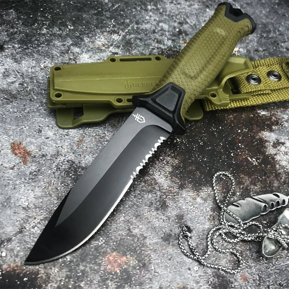 GB 1500 Tactical Combat Knife - Durable 12C27 Blade with FRN Fiberglass Handle for Hunting and Survival