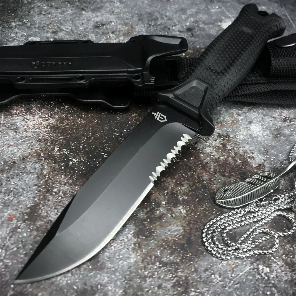 GB 1500 Tactical Combat Knife - Durable 12C27 Blade with FRN Fiberglass Handle for Hunting and Survival