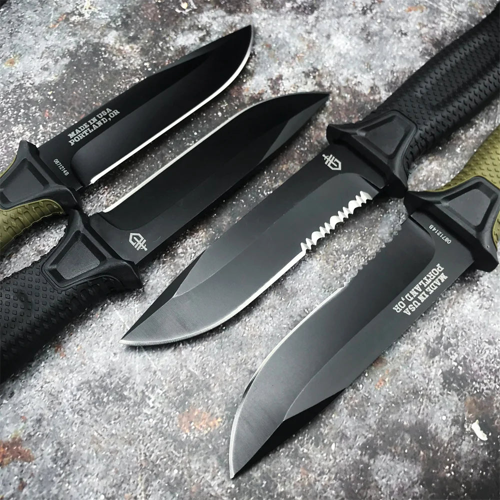 GB 1500 Tactical Combat Knife - Durable 12C27 Blade with FRN Fiberglass Handle for Hunting and Survival
