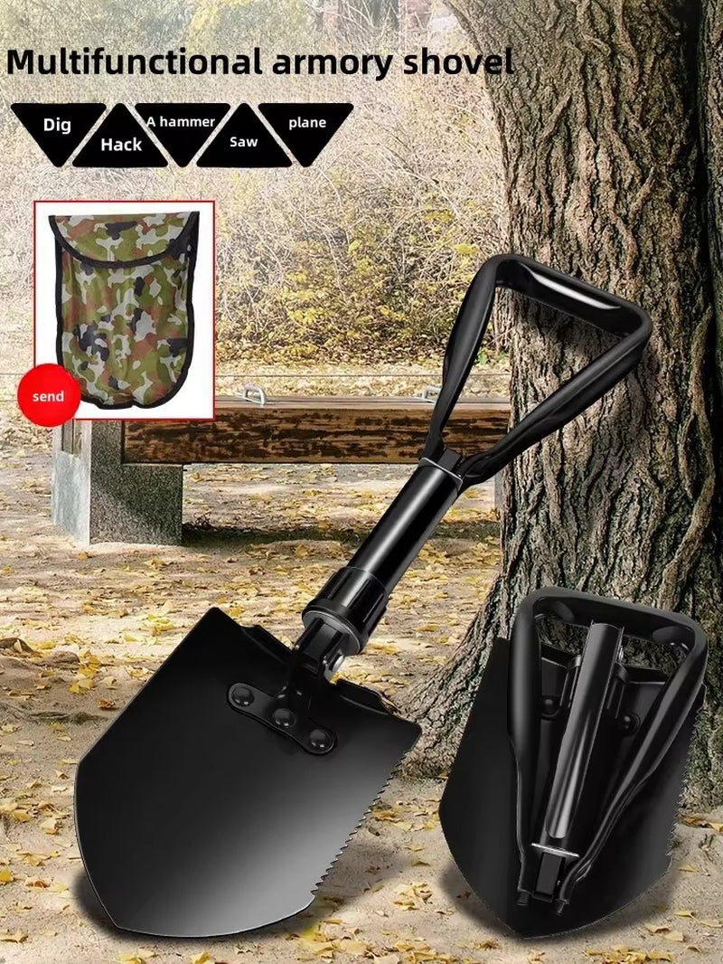 Ultimate Portable Tactical Survival Shovel - Lightweight, Foldable, and Multifunctional for Camping Adventures!
