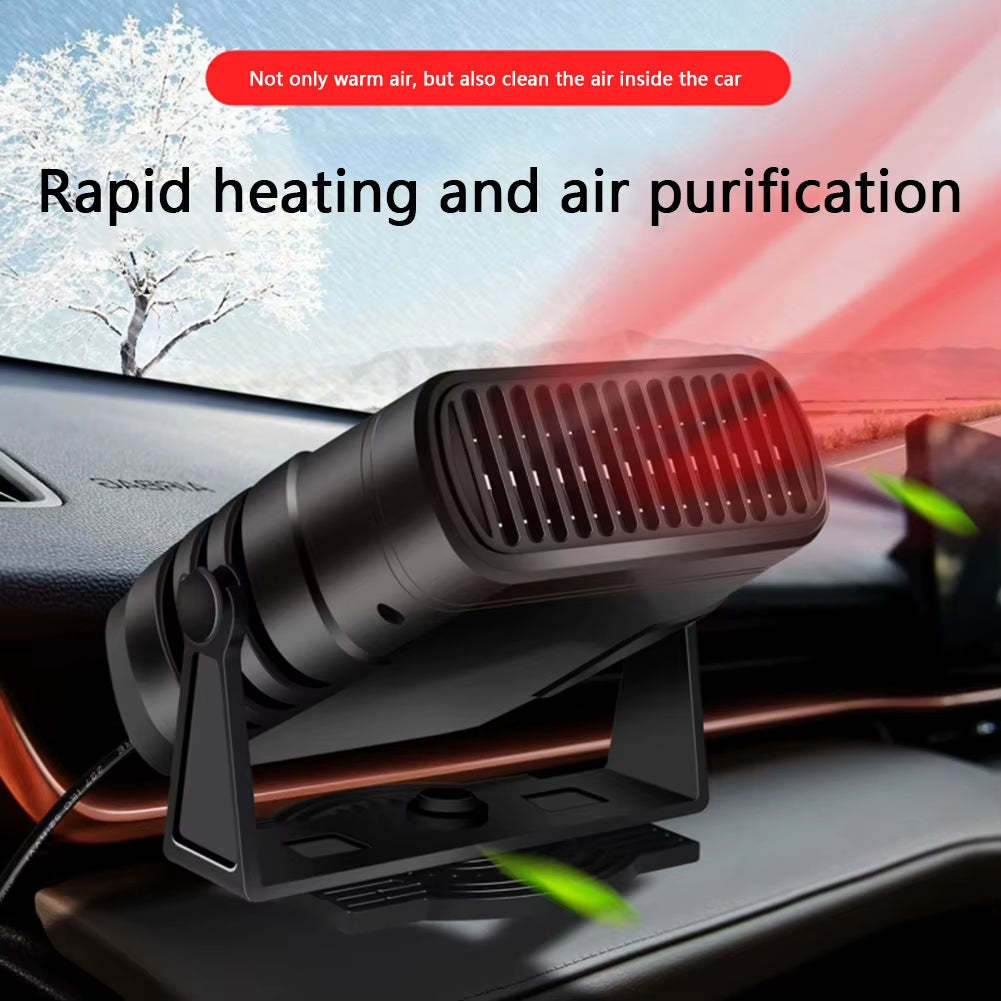 Stay Warm and Clear on the Road: Portable 12/24V Electric Car Heater with 360° Rotating Demister & Powerful 1200W Defroster