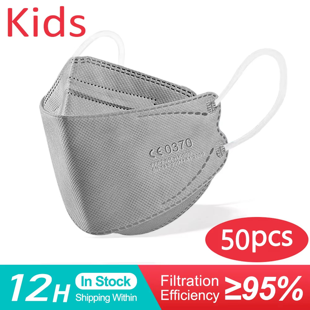 Protect Your Little Ones with Kids FFP2 KN95 Face Masks - Available in 10 to 200 PCS for Safe, Comfortable, and Reusable 4-Layer Protection