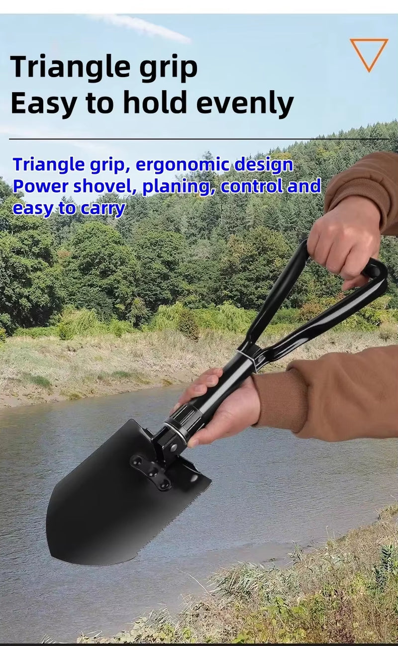 Ultimate Portable Tactical Survival Shovel - Lightweight, Foldable, and Multifunctional for Camping Adventures!