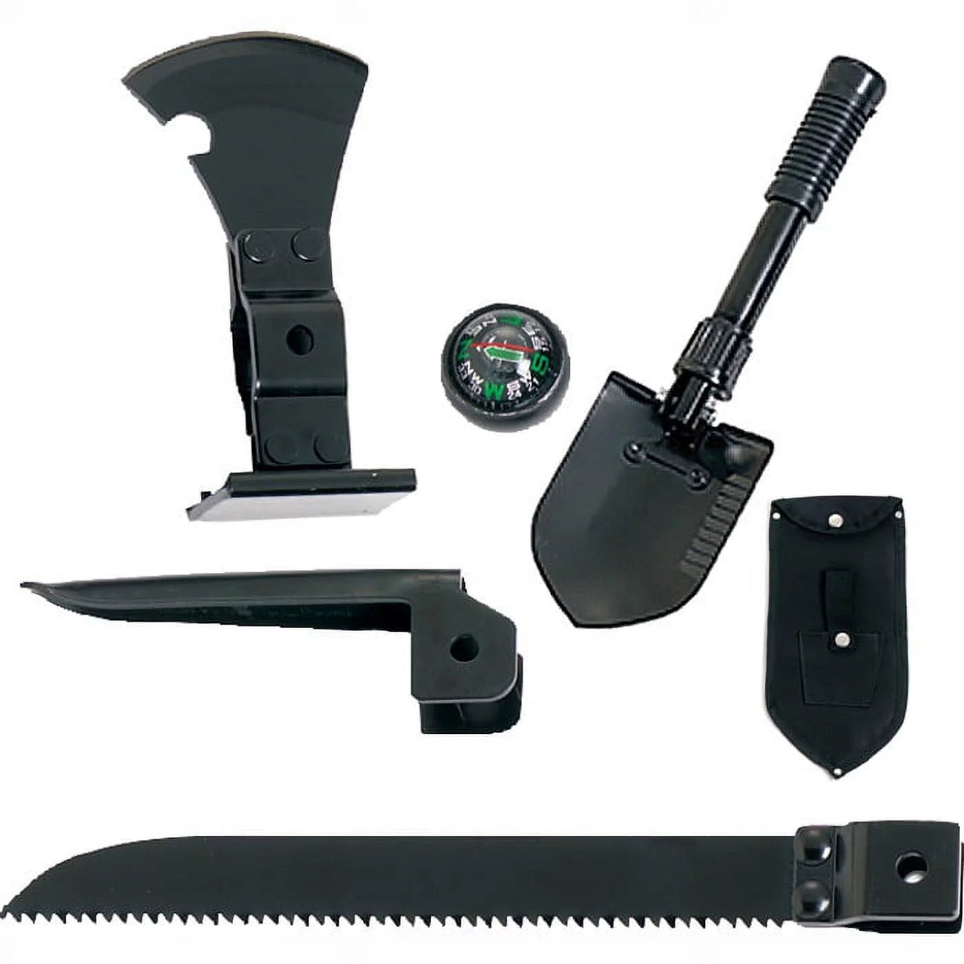 Ultimate 5-in-1 Multi-Purpose Camping Tool: Shovel, Hatchet, Saw & More!