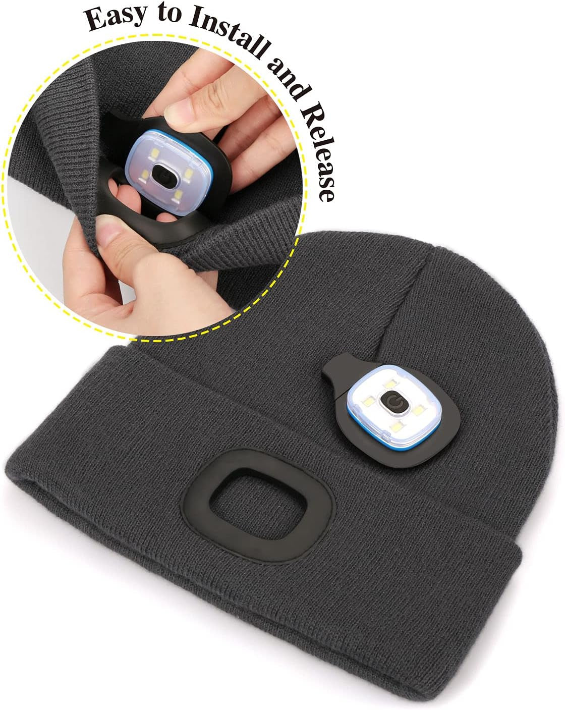 Illuminate Your Winter Adventures with the MELASA Rechargeable LED Beanie Hat - The Perfect Unisex Gift for Men, Dads, and Husbands!