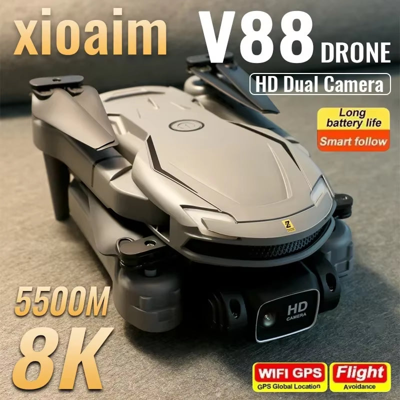 For Xiaomi V88 Drone 8K 5G GPS Professional HD Aerial Photography Remote Control Aircraft HD Dual Camera Quadcopter 4K Drone