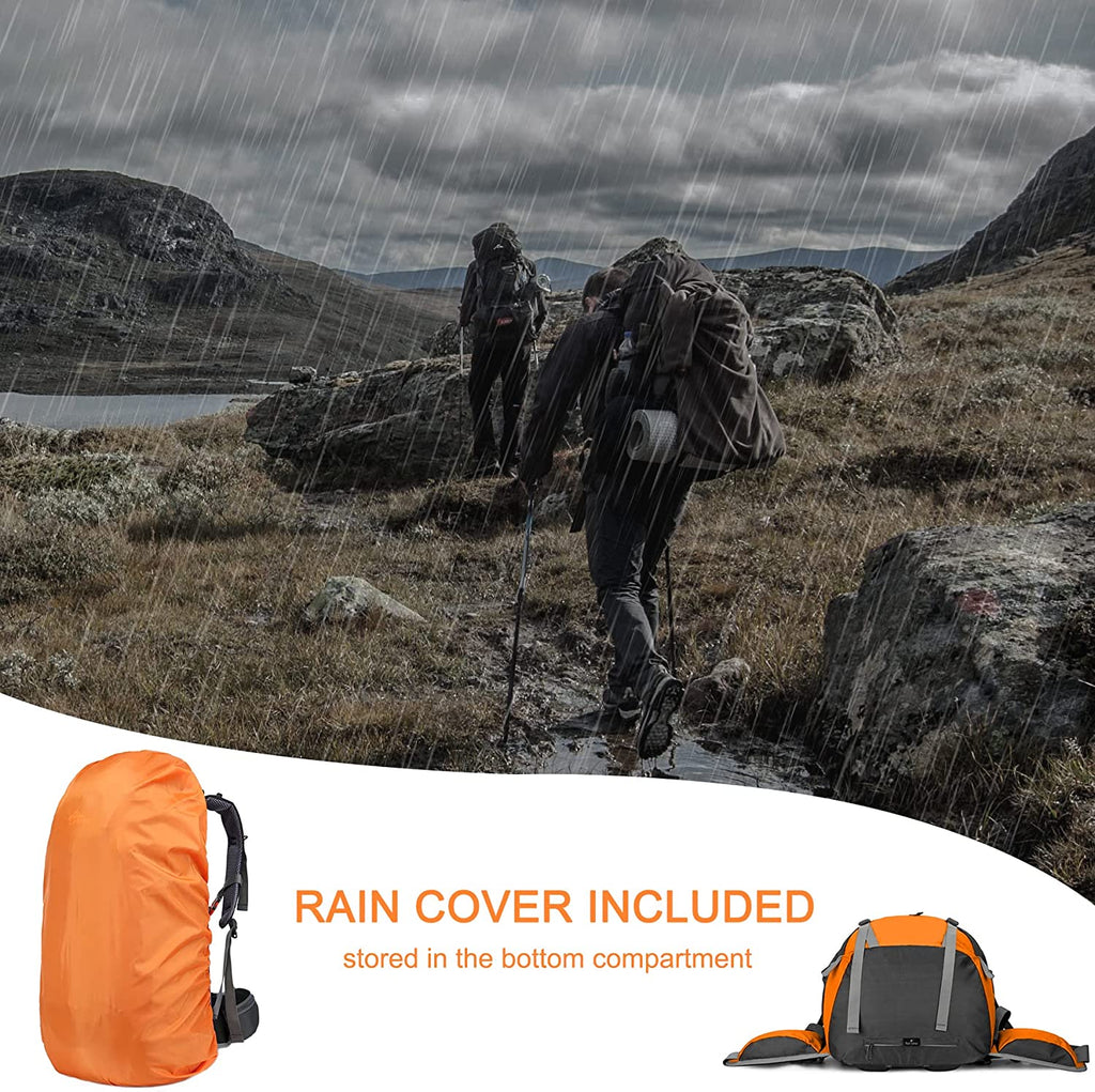 50L Waterproof Hiking Backpack with Rain Cover - Lightweight 45+5L Backpacking Essentials for Adventurers