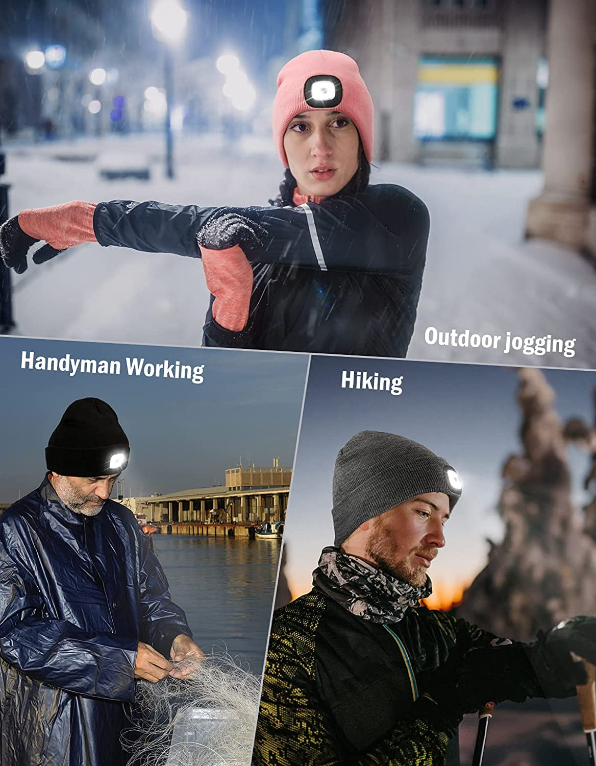 Illuminate Your Winter Adventures with the MELASA Rechargeable LED Beanie Hat - The Perfect Unisex Gift for Men, Dads, and Husbands!