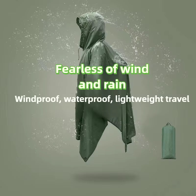 Ultimate Waterproof Travel Raincoat - 3-in-1 Hooded Poncho for Camping, Hiking, and Outdoor Adventures