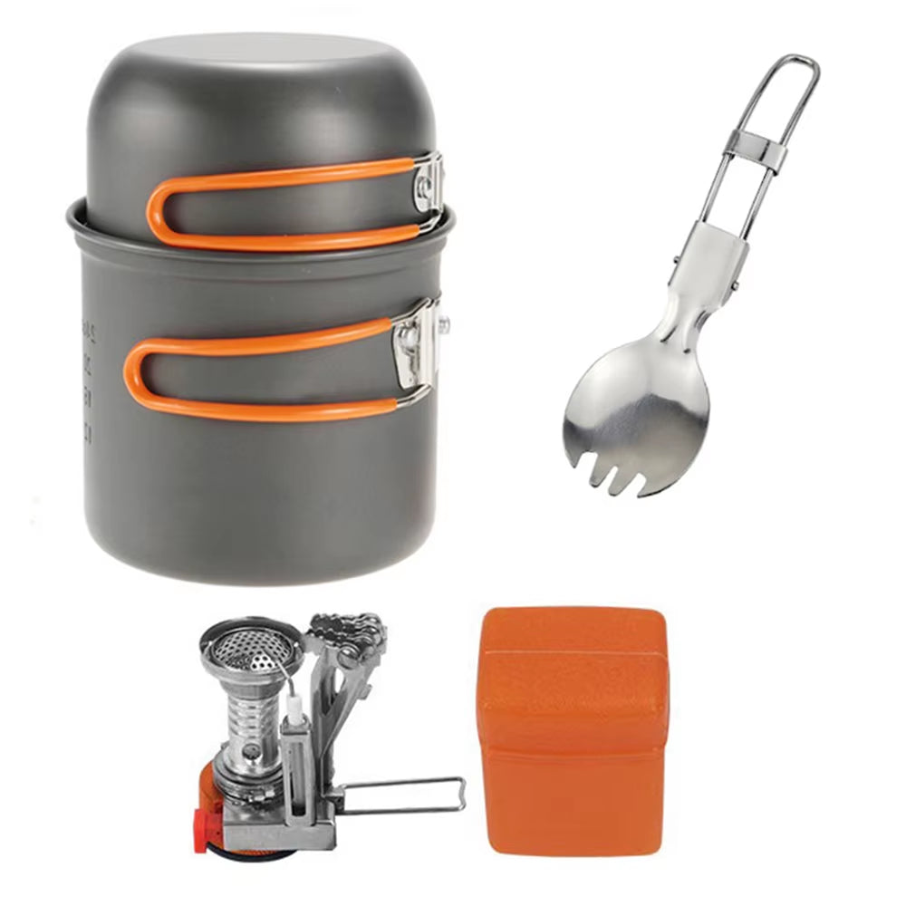 Ultimate Camping Cookware Kit: Portable Outdoor Cooking Set with Stove for Hiking, Picnics, and BBQ Adventures