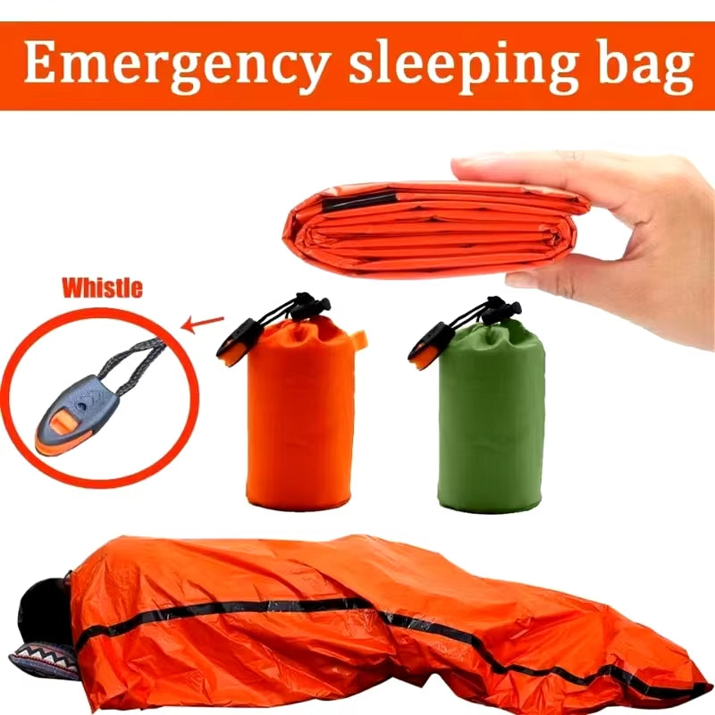 Stay Warm and Safe with Our Ultimate Portable Emergency Sleeping Bag - Waterproof Mylar Thermal Blanket for Your Camping and Hiking Adventures