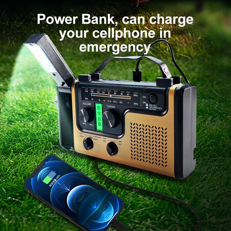 Stay Prepared with the Ultimate Emergency Multi-Powered Survival Radio: Solar & Hand Crank Dynamo with NOAA Weather Alerts and USB-C Charger for Outdoor Adventures and Crisis Situations
