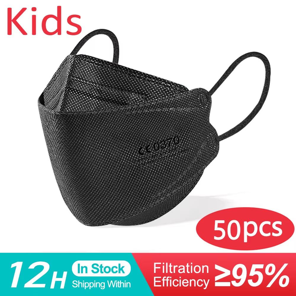 Protect Your Little Ones with Kids FFP2 KN95 Face Masks - Available in 10 to 200 PCS for Safe, Comfortable, and Reusable 4-Layer Protection