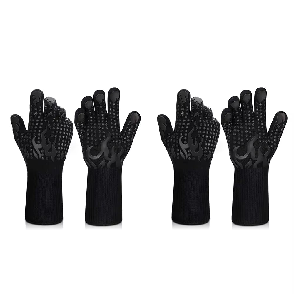Ultimate Heat-Resistant Silicone Oven Gloves - 1472°F Non-Slip BBQ & Cooking Mitts for Safe and Comfortable Cooking