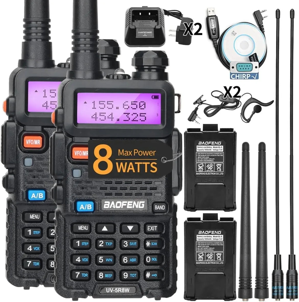 Power Up Your Communication with the UV-5R 8W Dual Band Walkie Talkie - Long Range, Portable & Packed with Features!