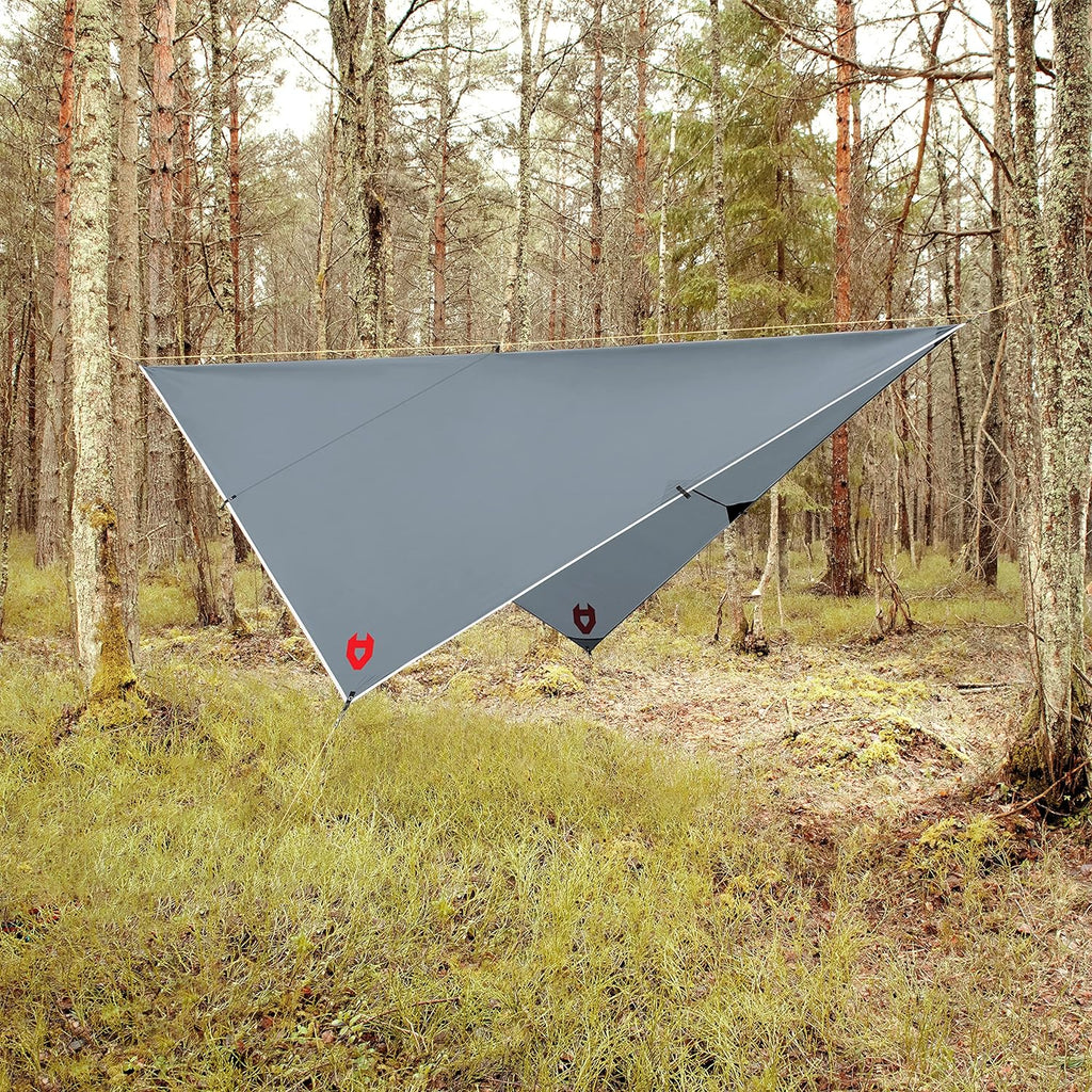 Ultimate 10x10 Waterproof Rain Fly Tarp for Camping and Survival - Lightweight, Versatile Shelter with Survival Bracelet Included - Perfect for Hiking, Backpacking, and Outdoor Adventures in Grey