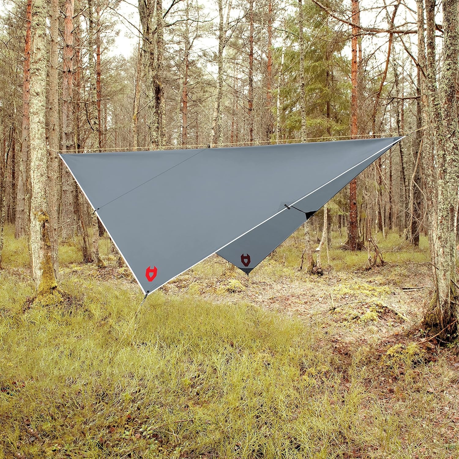 Ultimate 10x10 Waterproof Rain Fly Tarp for Camping and Survival - Lightweight, Versatile Shelter with Survival Bracelet Included - Perfect for Hiking, Backpacking, and Outdoor Adventures in Grey