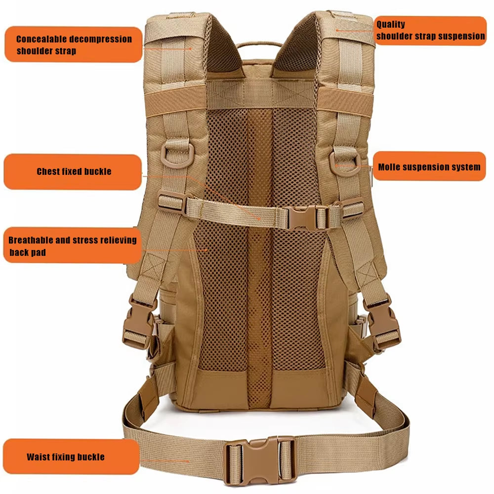 Tactical Backpack Molle EDC Tool Bag Outdoor Sports Mountaineering Hunting Bag Travel Trekking Fishing Multifunctional Backpack