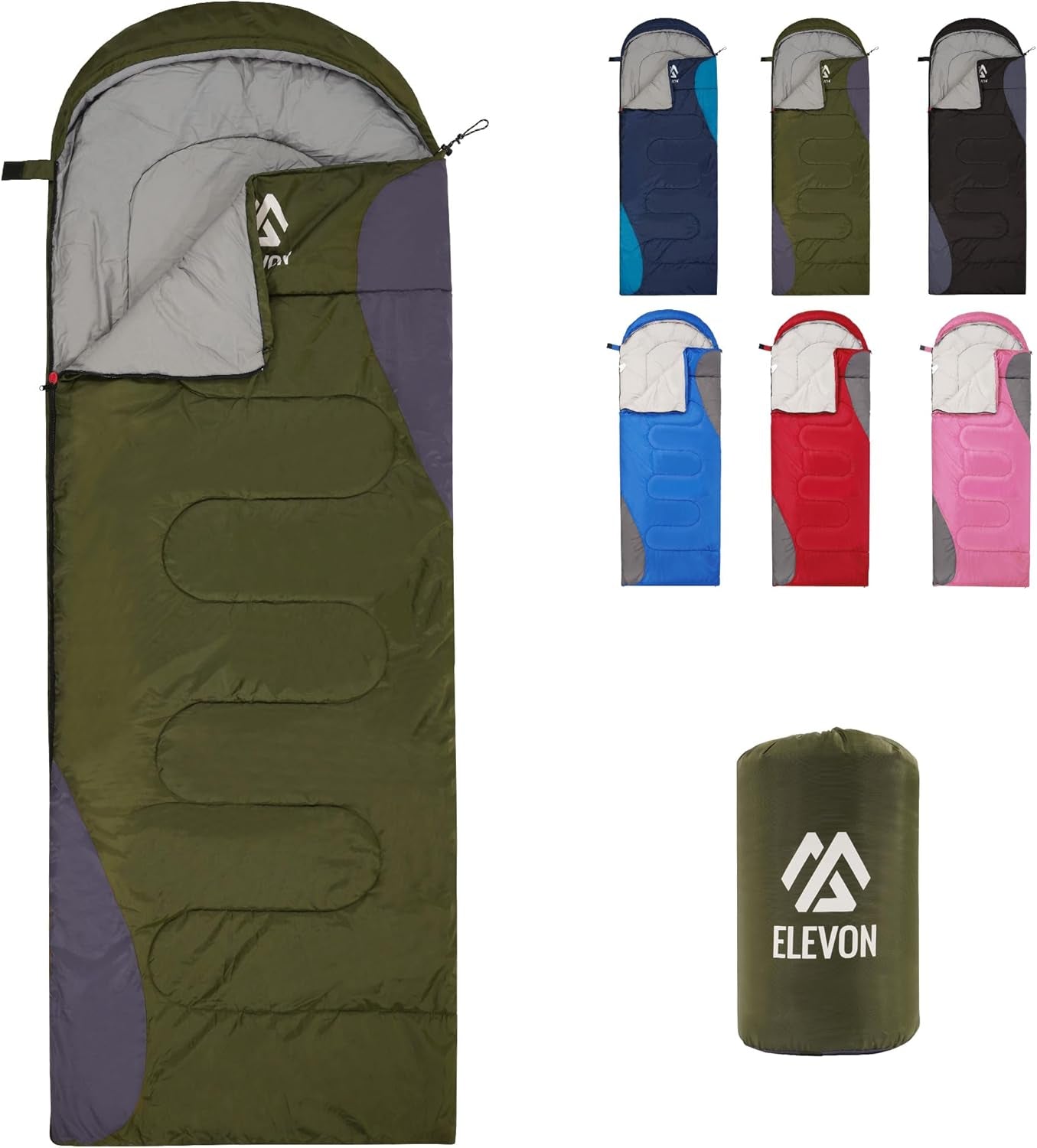 Elevon Ultra-Lightweight Waterproof Sleeping Bag - Your Ultimate Companion for Year-Round Camping, Hiking, and Travel - Compact & Portable with Compression Sack for Adults, Teens, and Kids