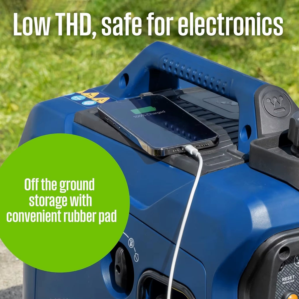 Ultra Quiet 1500W Portable Inverter Generator - Lightweight, Gas Powered, CO Sensor, Long Run Time & Parallel Capable