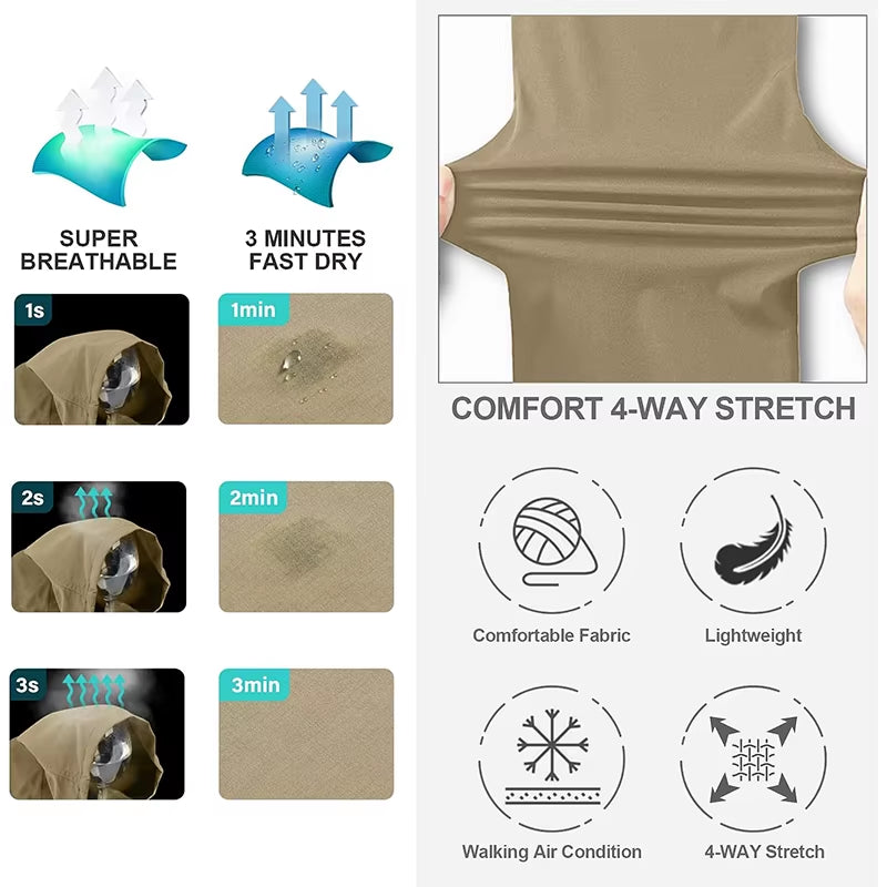 Men's Versatile Waterproof Tactical Hiking Pants - Quick Dry, UV Protection & Convertible Design for Ultimate Outdoor Comfort