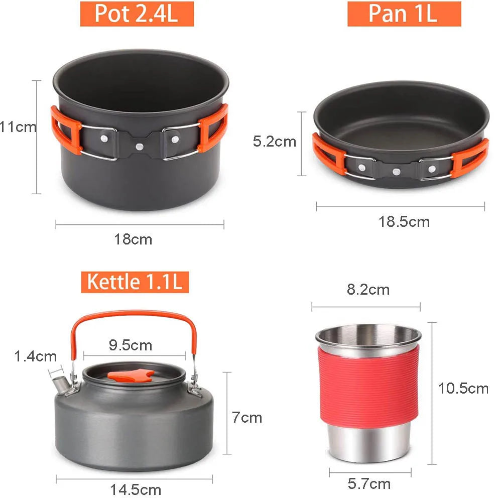 Elevate Your Outdoor Cooking Experience with the Ultimate Camping Cookware Set - Complete BBQ and Tableware for 2-3 Adventurers