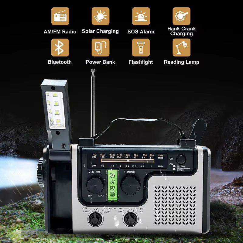 Stay Prepared with the Ultimate Emergency Multi-Powered Survival Radio: Solar & Hand Crank Dynamo with NOAA Weather Alerts and USB-C Charger for Outdoor Adventures and Crisis Situations