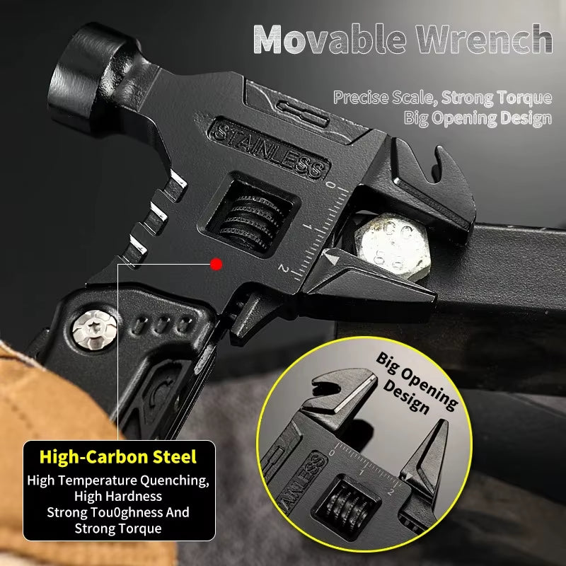 Ultimate Stainless Steel Multi-Tool: Your All-in-One Wrench, Hammer, Knife & Pliers for Camping and Survival Adventures