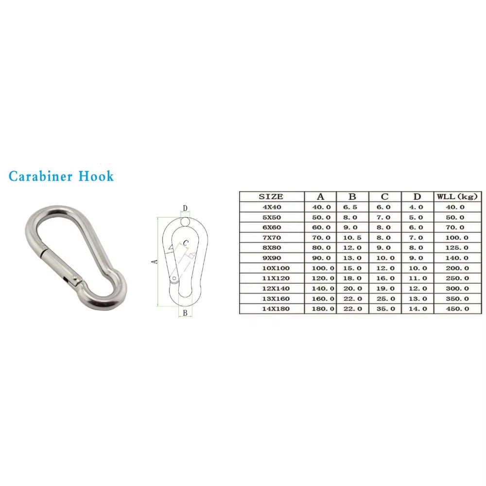 Premium 10Pcs 316 Stainless Steel Multifunctional Carabiner Quick Link Hooks - M4 to M8 Sizes