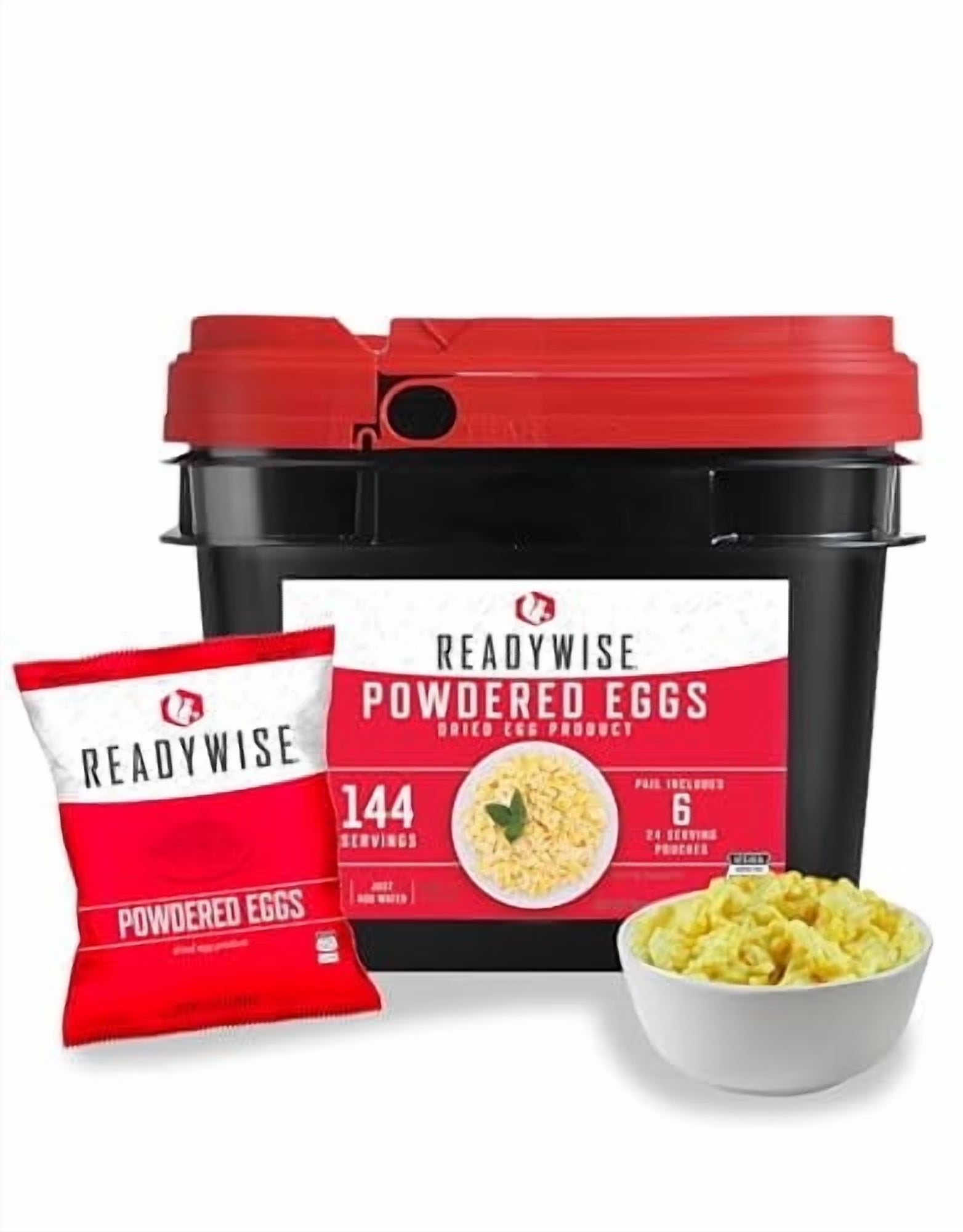 Emergency-Ready Powdered Eggs Bucket - 144 Servings for Camping, Hiking & Long-Term Storage with 25-Year Shelf Life