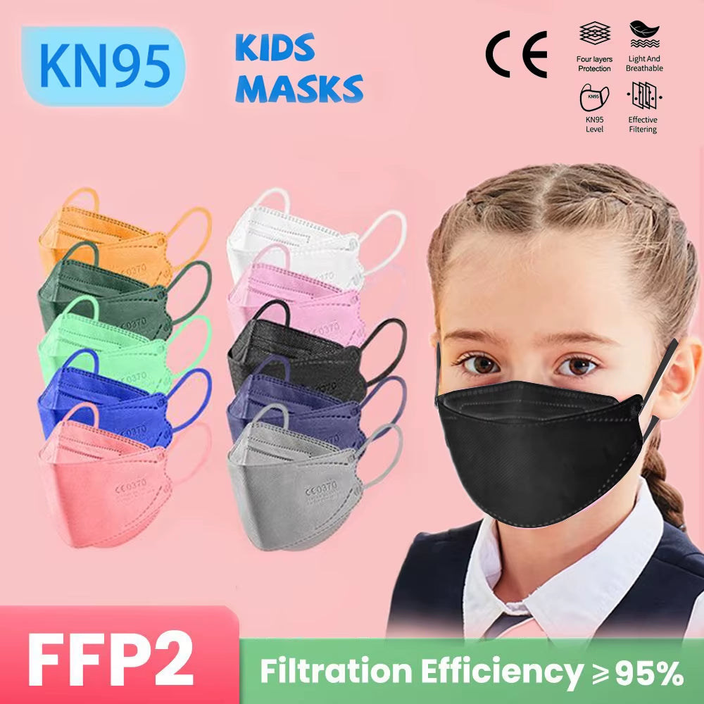 Protect Your Little Ones with Kids FFP2 KN95 Face Masks - Available in 10 to 200 PCS for Safe, Comfortable, and Reusable 4-Layer Protection