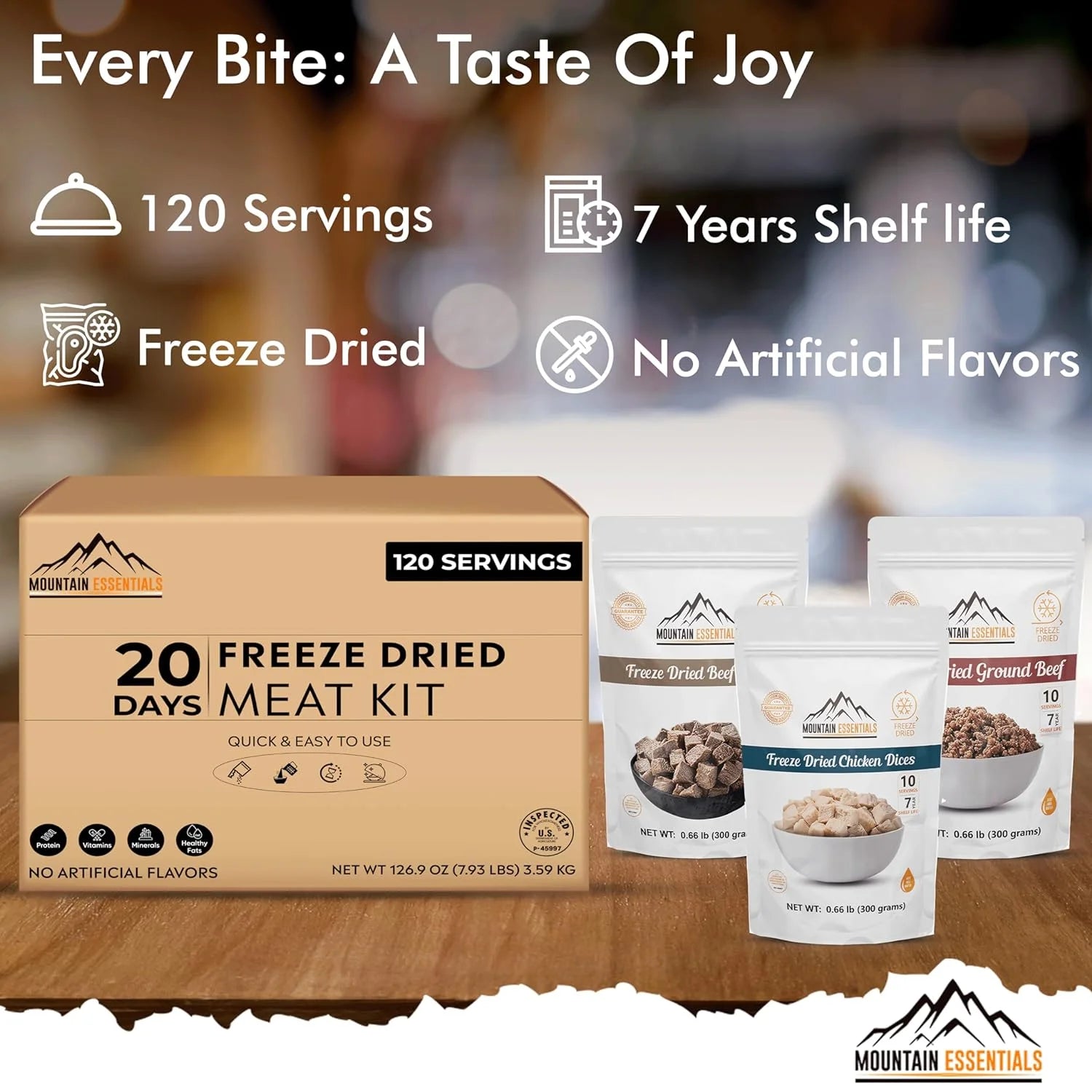 120 Servings Premium Freeze-Dried Meat Kit | High-Protein Emergency Food Supply for Camping, Backpacking & Survival