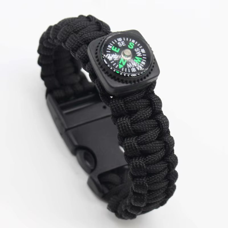 Survival Bracelet: Multifunctional Paracord Wristband with Loud Whistle and Compass for Outdoor Adventures