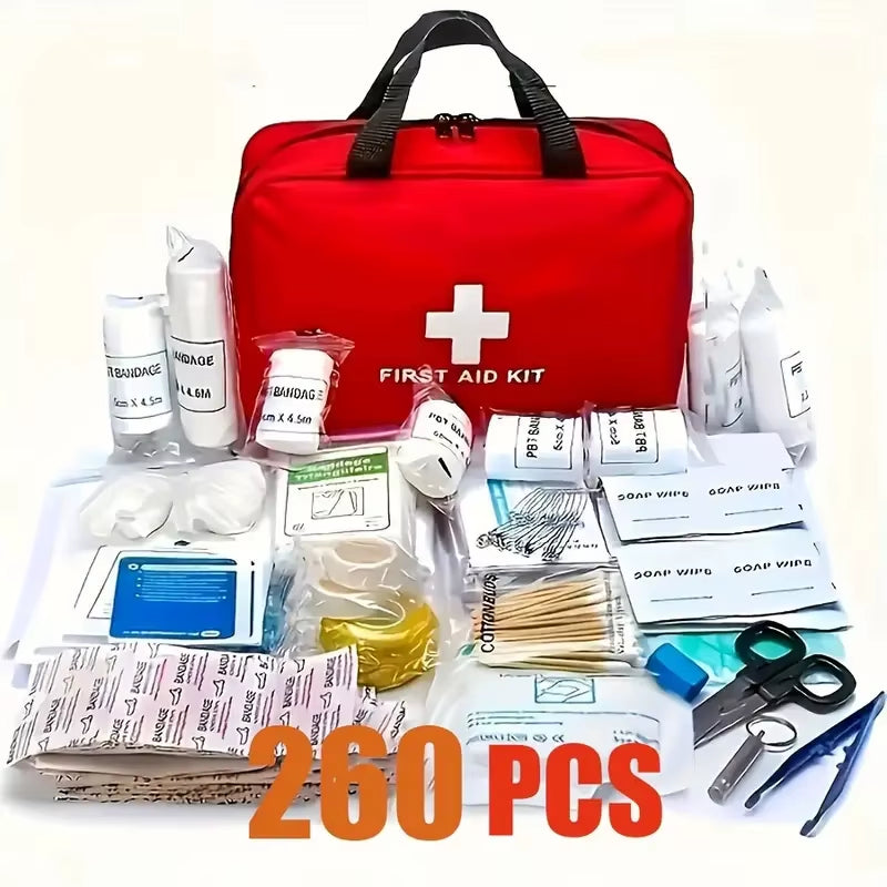 260-Piece Premium First Aid Kit - Comprehensive Emergency Supplies for Home, Outdoor Activities, and Camping Safety