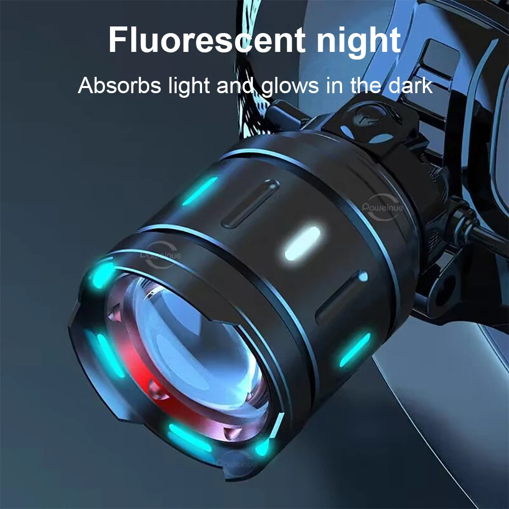 2025 New High Power 800W LED Headlight 500000000LM Super Bright Zoom Waterproof Headlamp Outdoor Camping Work Hunting Lantern