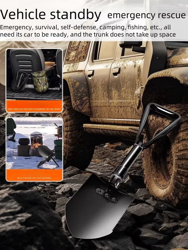 Ultimate Portable Tactical Survival Shovel - Lightweight, Foldable, and Multifunctional for Camping Adventures!