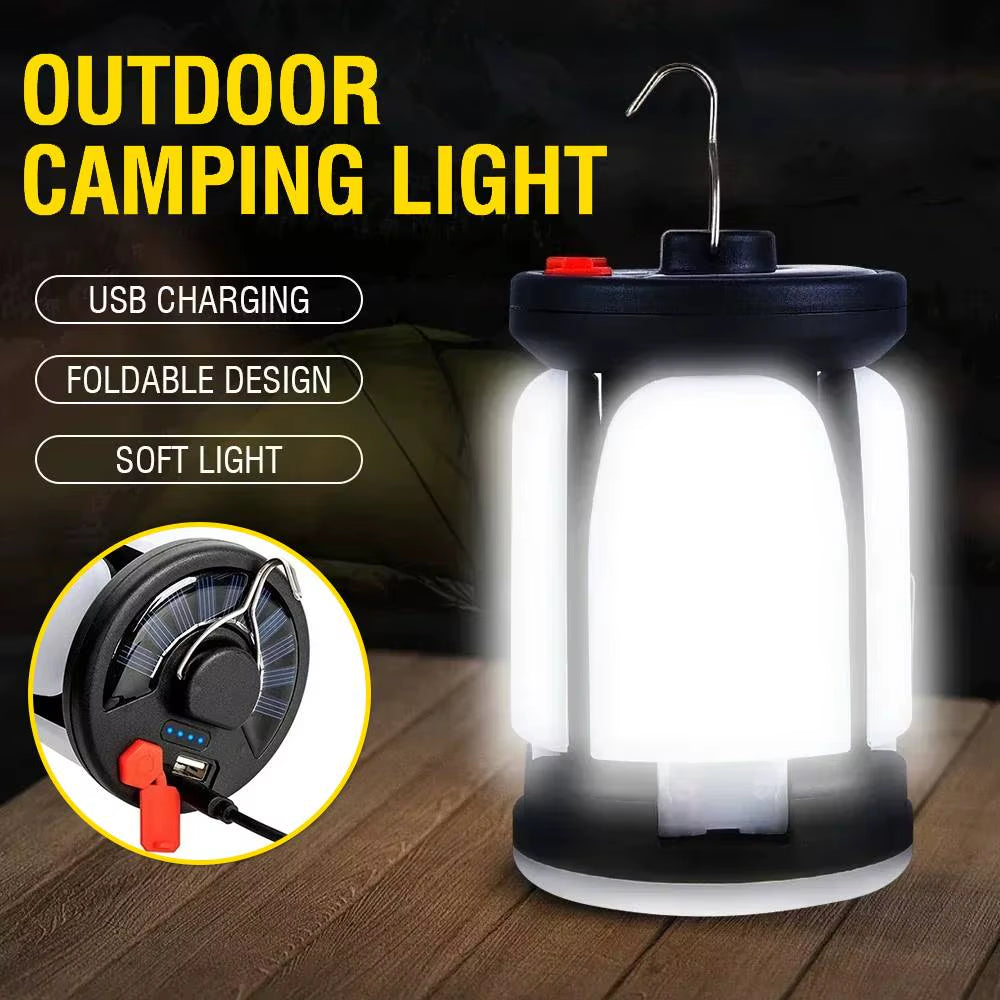 Ultimate Solar LED Camping Light - 4500mAh Rechargeable Power Bank with 1000LM Brightness & 6 Modes for Outdoor Adventures