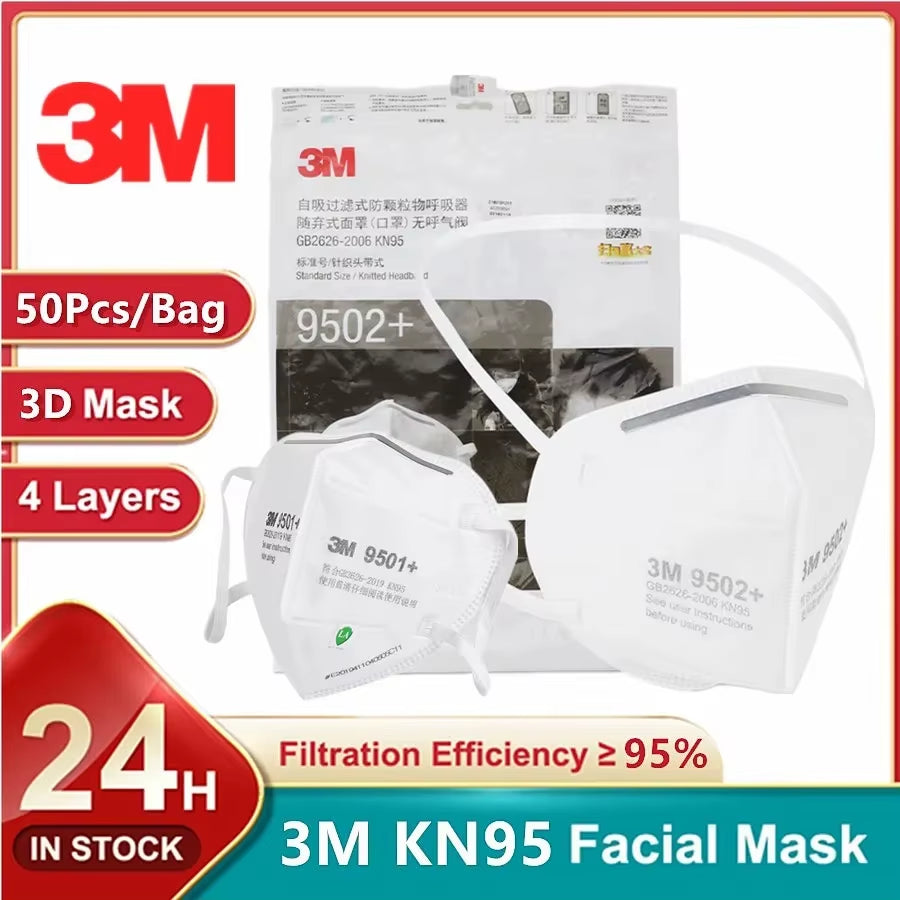 KN95 Face Masks - Reusable, Comfortable Earloop & Headband Design, 95% Filtration, 50 Pack