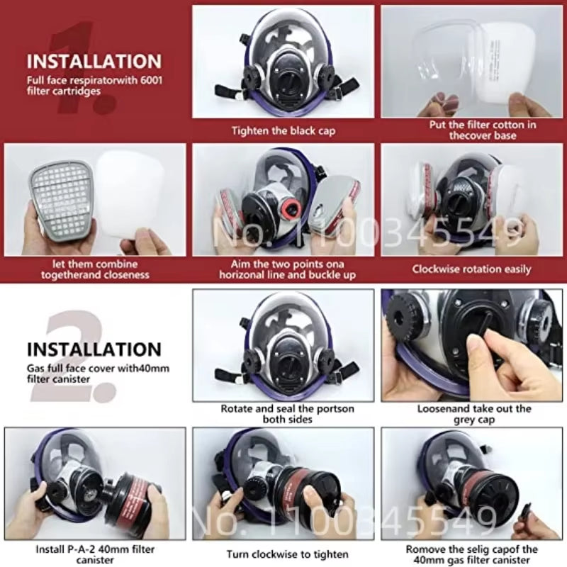 Experience Ultimate Protection with the Full Face Respirator Gas Mask - Ideal for Chemical Fumes, Spray Painting, and Tactical Survival