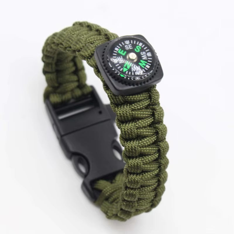 Survival Bracelet: Multifunctional Paracord Wristband with Loud Whistle and Compass for Outdoor Adventures
