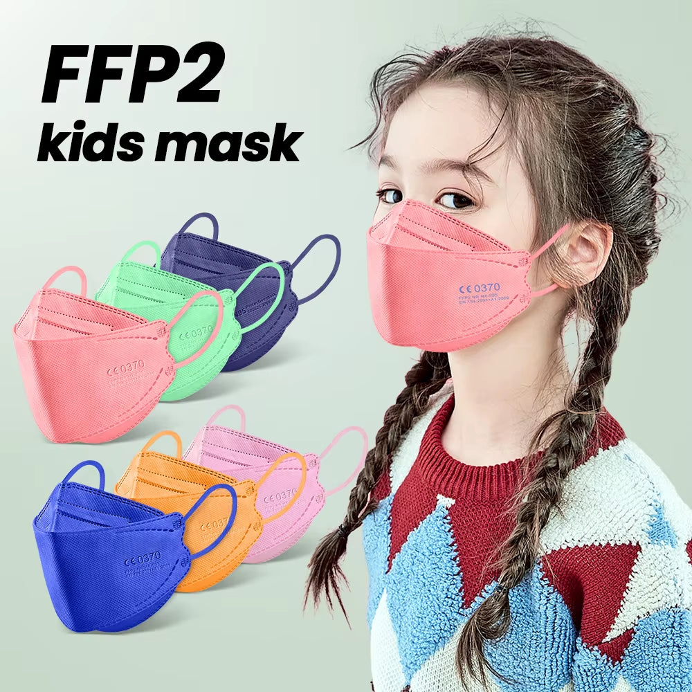 Protect Your Little Ones with Kids FFP2 KN95 Face Masks - Available in 10 to 200 PCS for Safe, Comfortable, and Reusable 4-Layer Protection