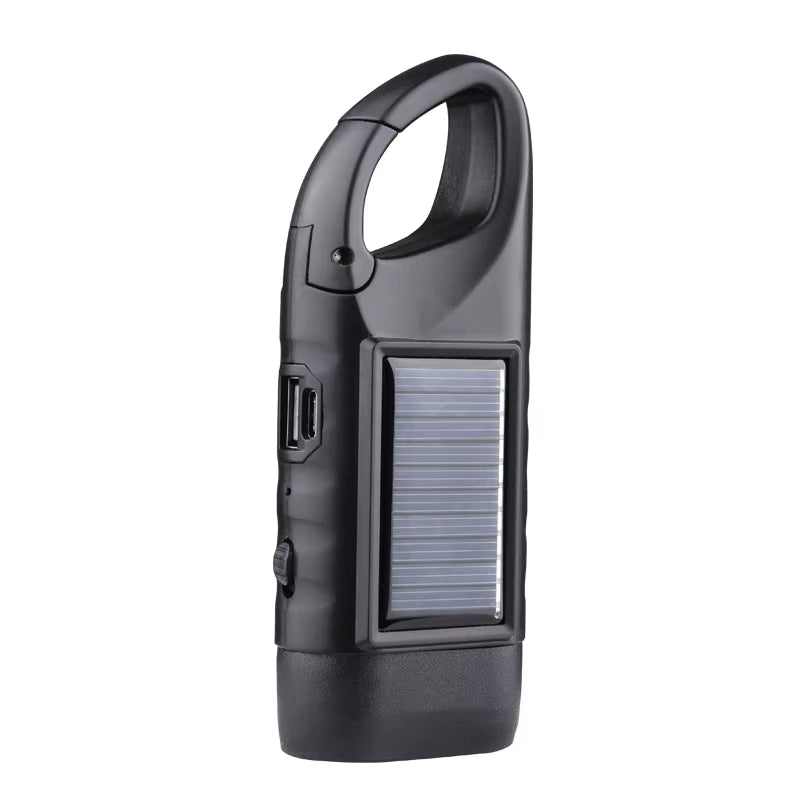 3-In-1 Solar Hand Crank Flashlight - 500LM LED with USB Charger for Camping Emergency Power Outages