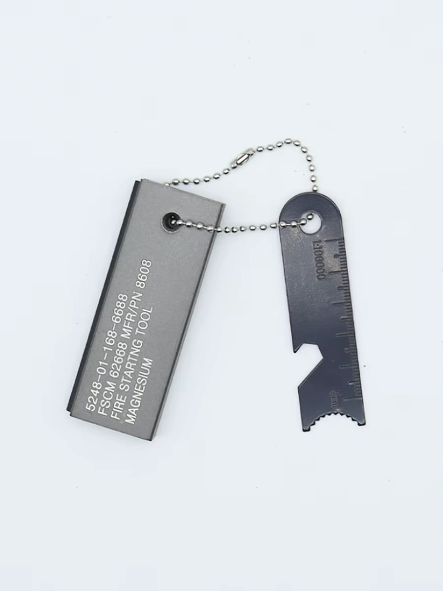 Wilderness Survival Portable Flint Kit - Magnesium Fire Starter with Wooden Handle for Outdoor Camping Equipment