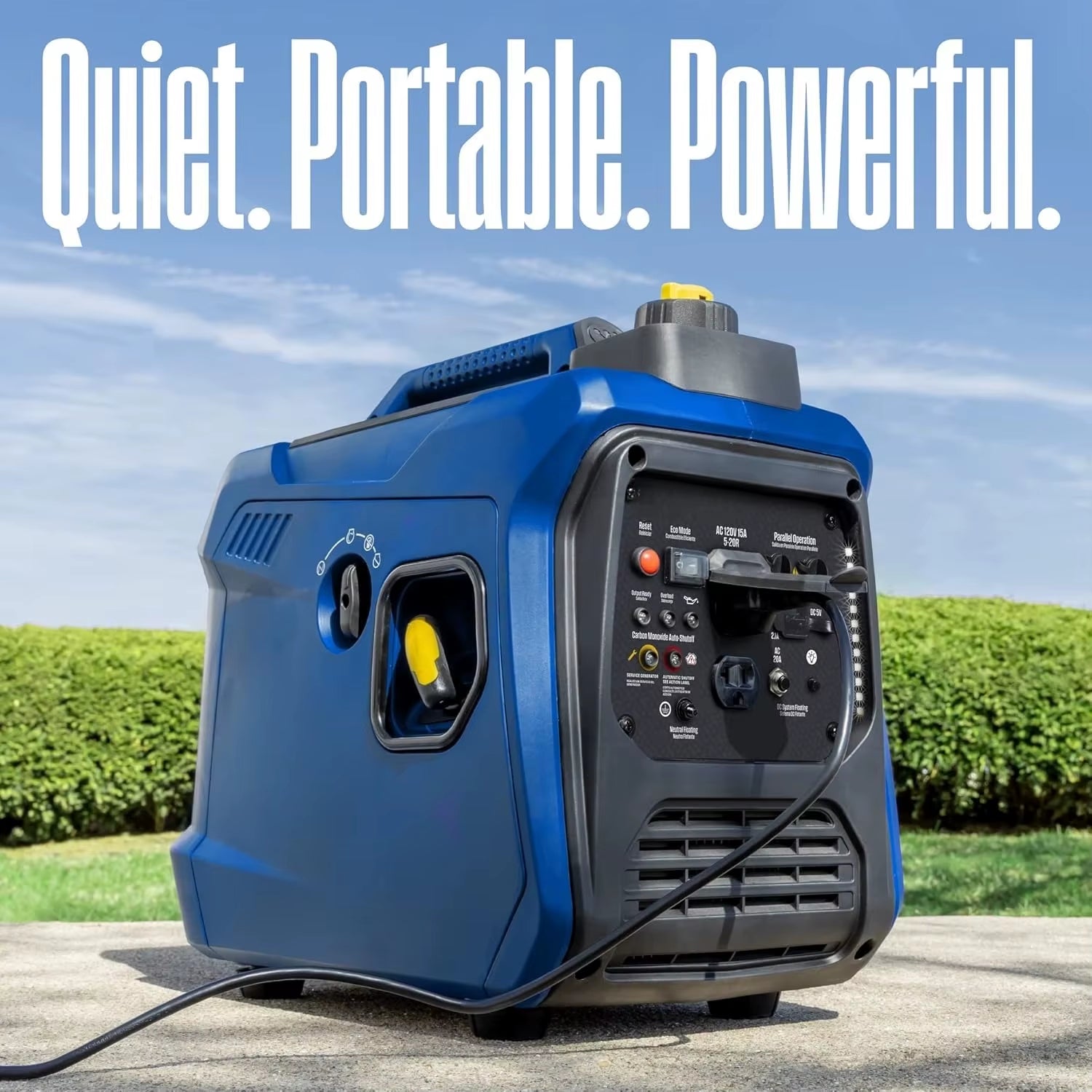 Ultra Quiet 1500W Portable Inverter Generator - Lightweight, Gas Powered, CO Sensor, Long Run Time & Parallel Capable