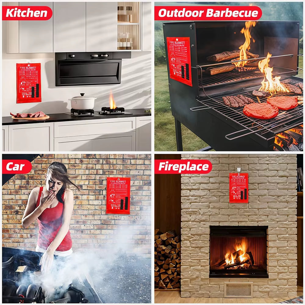 1/2Pc Fire Blanket Emergency Emergency Fire Retardant Blankets Fireproof Blanket Welding Blanket for Kitchen Fireplace Grill BBQ